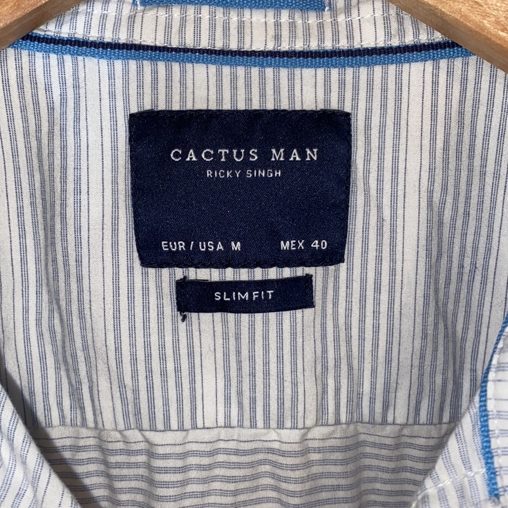 Mens Cactus Man Ricky Singh pinstriped button down - Picture 3 of 4